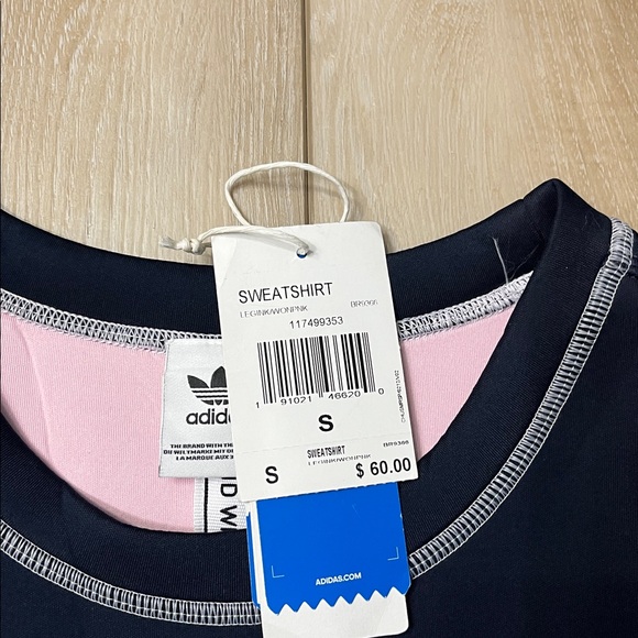 Adidas Women’s Reversible Trefoil Logo Sweatshirt Navy Pink Size Small NEW - Picture 6 of 9